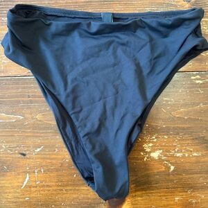 Skims Signature Swim Mid Waist Bikini Bottom - Black / Onyx - Size Small